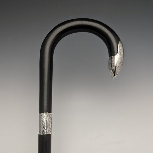 1923年 英國古董 紳士用手杖 黑軸 純銀裝飾手柄 93cm